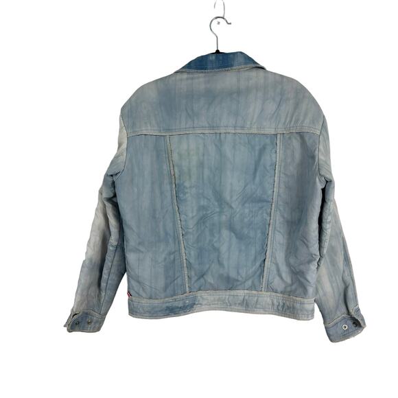 VINTAGE White Stag Nylon Jacket Acid Blue Wash Snap Button M - Picture 2 of 8